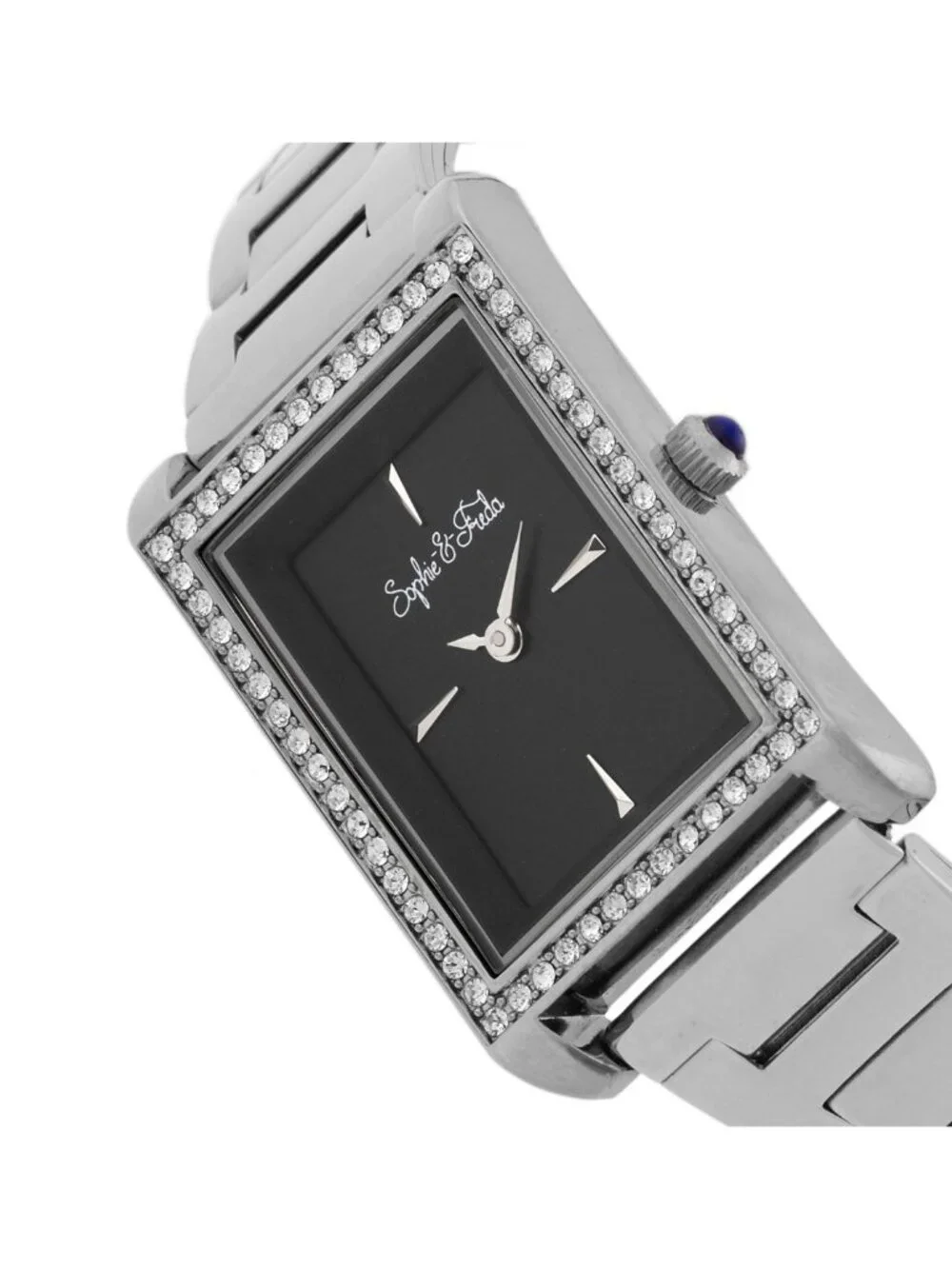 NWT Sophie And Freda Wilmington Quartz Crystal Black Dial Ladies Watch